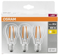 OSRAM AMPOULE LED FILAMENT OSRAM BASE CLASSIC A BLANC CHAUD E27 6,5W 3PCS OSRAM AMPOULE LED FILAMENT OSRAM BASE CLASSIC A BLANC CHAUD E27 6,5W 3PCS