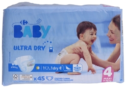 CARREFOUR BABY ULTRA DRY COUCHES TAILLE 4 CARREFOUR BABY ULTRA DRY COUCHES TAILLE 4