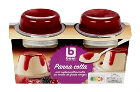 BONI SELECTION (COLRUYT) PANNA COTTA AU COULIS DE FRUITS ROUGES