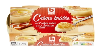 BONI SELECTION (COLRUYT) CRÈME BRÛLÉE AVEC 2 SACHETS DE SUCRE