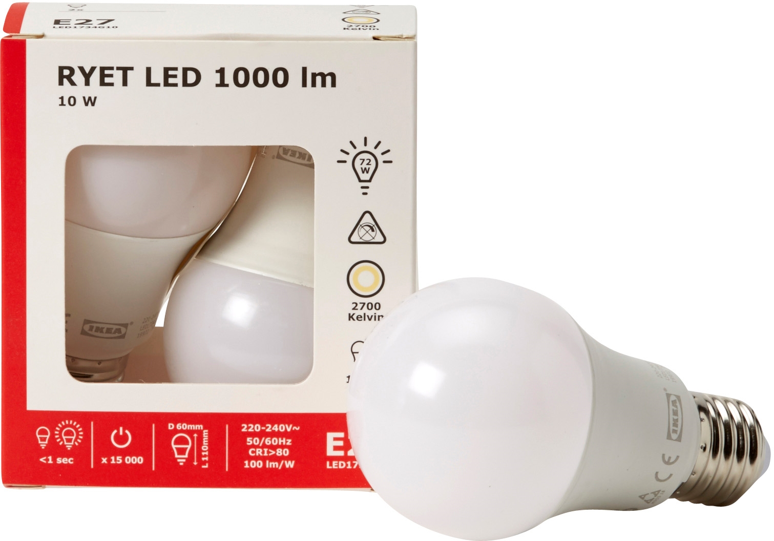 IKEA RYET AMPOULE LED E27 1000 LUMEN test complet, prix, spécifications