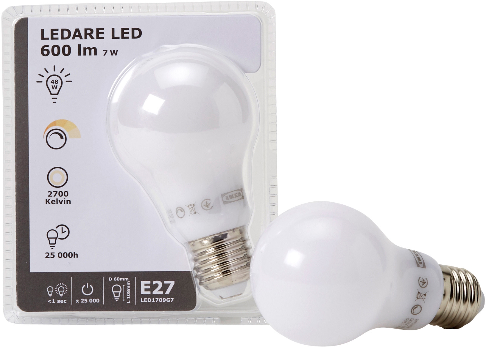 IKEA LEDARE AMPOULE LED E27 600 LUMEN test complet, prix, spécifications